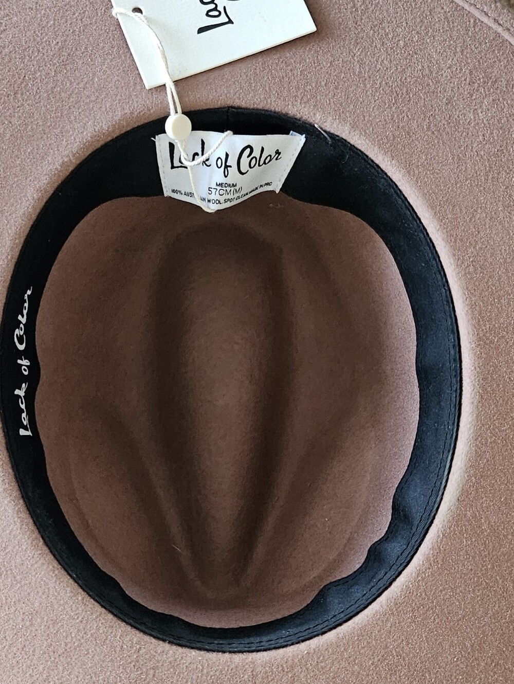Lack Of Color Women Brown Felt Fedora Hat Dusty Mauve Wool Size M 57cm NWT - Picture 10 of 10